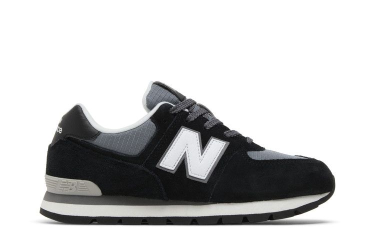 New Balance 574 Big Kid Wide 'Black White' — Black/White