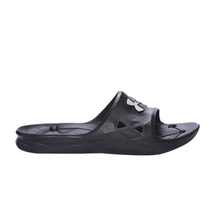 Under Armour Locker 3 Slides 'Black Silver' — Black/Metallic Silver