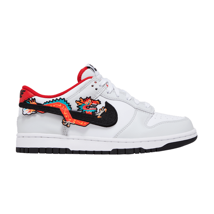 Nike Dunk Low GS 'Year of the Dragon' — White/White/University Red/Black