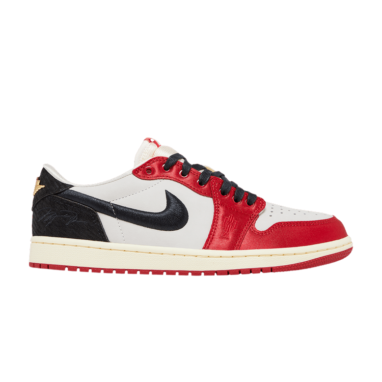 Trophy Room x Air Jordan 1 Retro Low OG SP 'Rookie Card - Away' — Sail/Black/Varsity Red/Muslin/Baltic Blue/Yellow Strike
