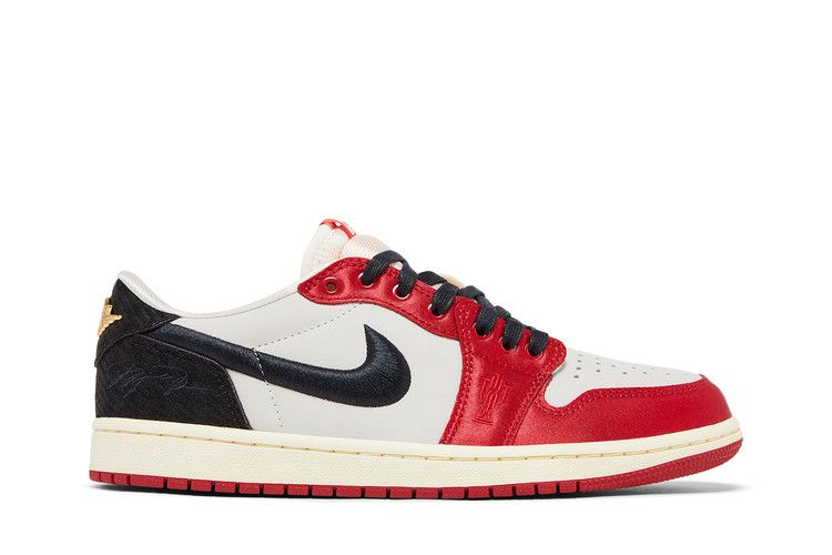 Trophy Room x Air Jordan 1 Retro Low OG SP 'Rookie Card - Away' — Sail/Black/Varsity Red/Muslin/Baltic Blue/Yellow Strike
