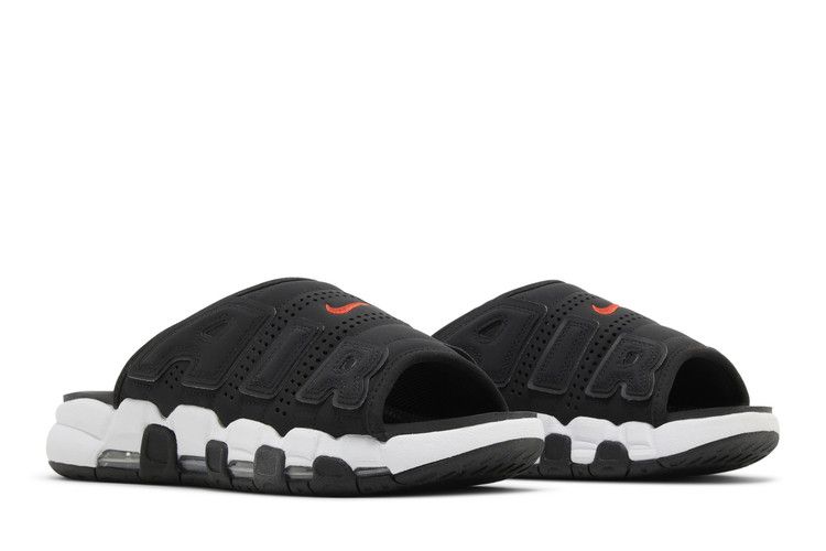 Nike Air More Uptempo Slide 'Black White Red' — Black/Black/Clear/White (9)