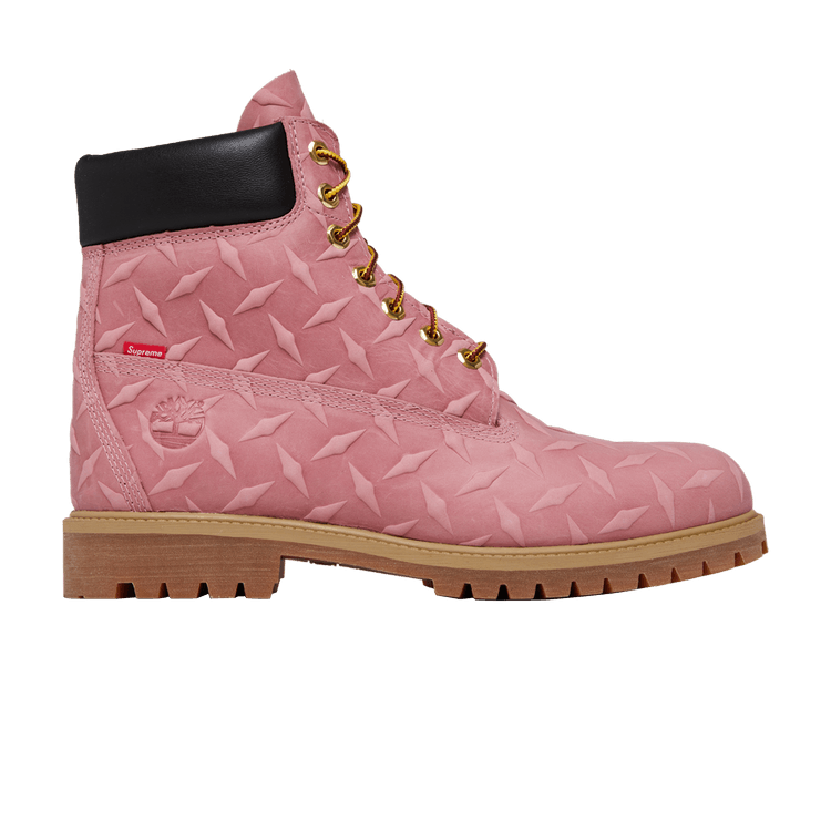 Supreme x Timberland 6 Inch Premium Waterproof Boot 'Embossed Diamond Plate - Pink' — Pink