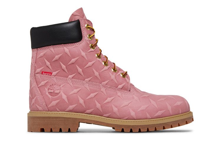 Supreme x Timberland 6 Inch Premium Waterproof Boot 'Embossed Diamond Plate - Pink' — Pink