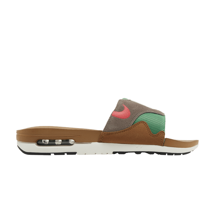 Nike Air Max 1 Slide 'Powerwall' — Ale Brown/Olive Grey/Sail/Coral