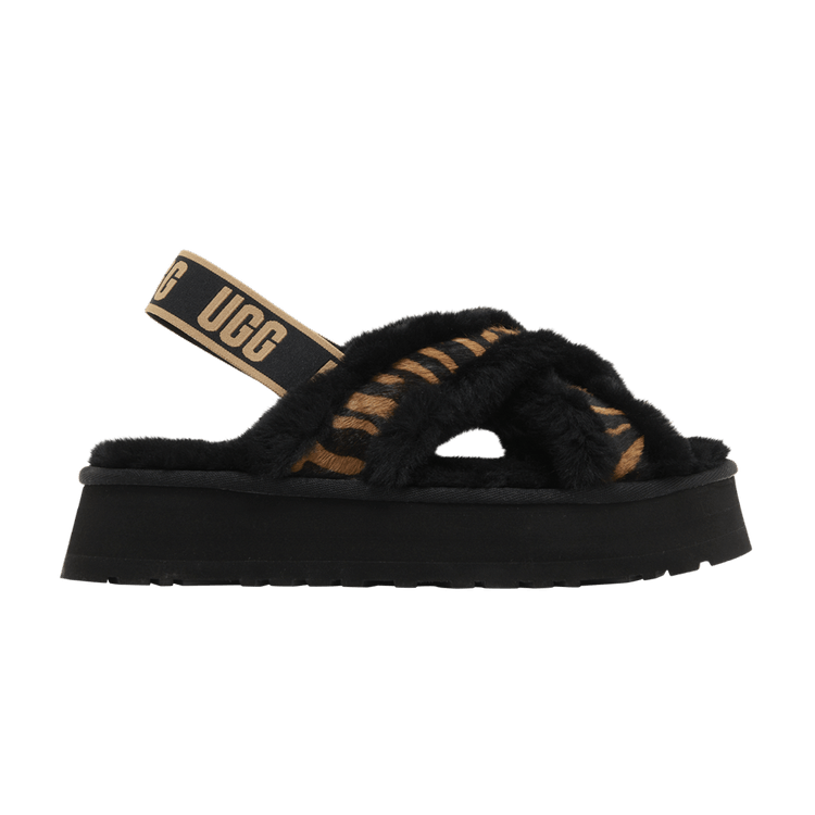 UGG Wmns Disco Cross Slide 'Tiger Print' — Light Butterscotch