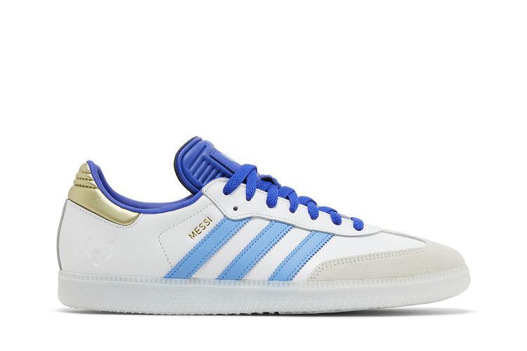 Lionel Messi x adidas Samba Indoor 'Spark Gen10s' — White/Lucid Blue/Blue Burst/Gold