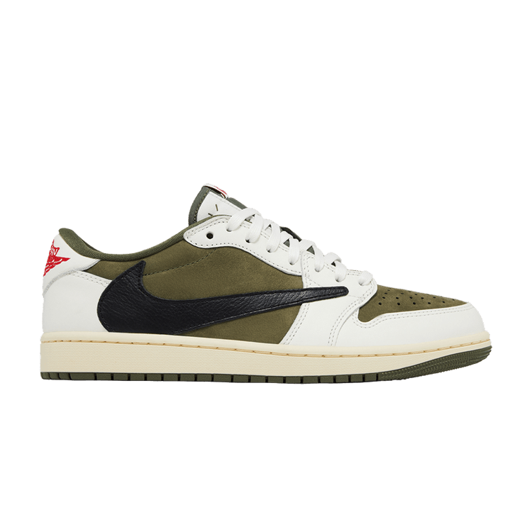 Travis Scott x Air Jordan 1 Retro Low OG SP 'Reverse Olive / Medium Olive' — Medium Olive/Black/Sail/Muslin