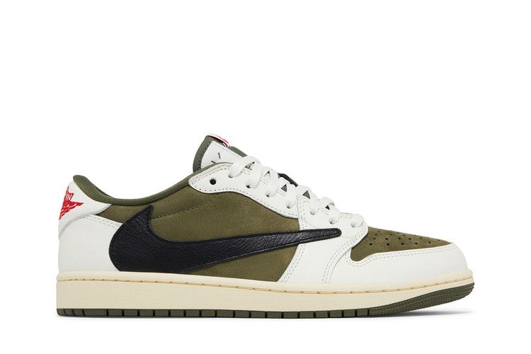 Travis Scott x Air Jordan 1 Retro Low OG SP 'Reverse Olive / Medium Olive' — Medium Olive/Black/Sail/Muslin