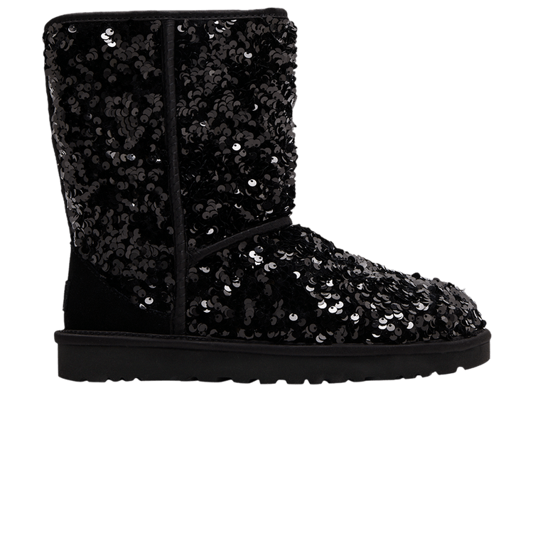 UGG Wmns Classic Short Chunky 'Sequin - Black' — Black