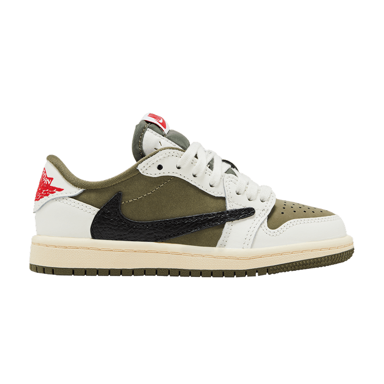 Travis Scott x Air Jordan 1 Retro Low OG SP PS 'Reverse Olive / Medium Olive' — Medium Olive/Black/Sail/Muslin