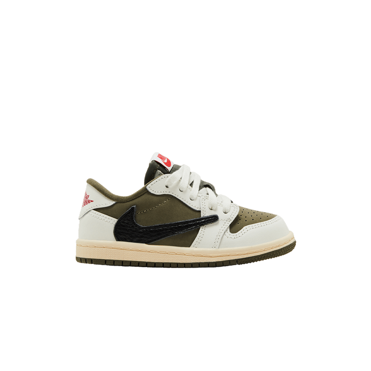 Travis Scott x Air Jordan 1 Retro Low OG SP TD 'Reverse Olive / Medium Olive' — Medium Olive/Black/Sail/Muslin