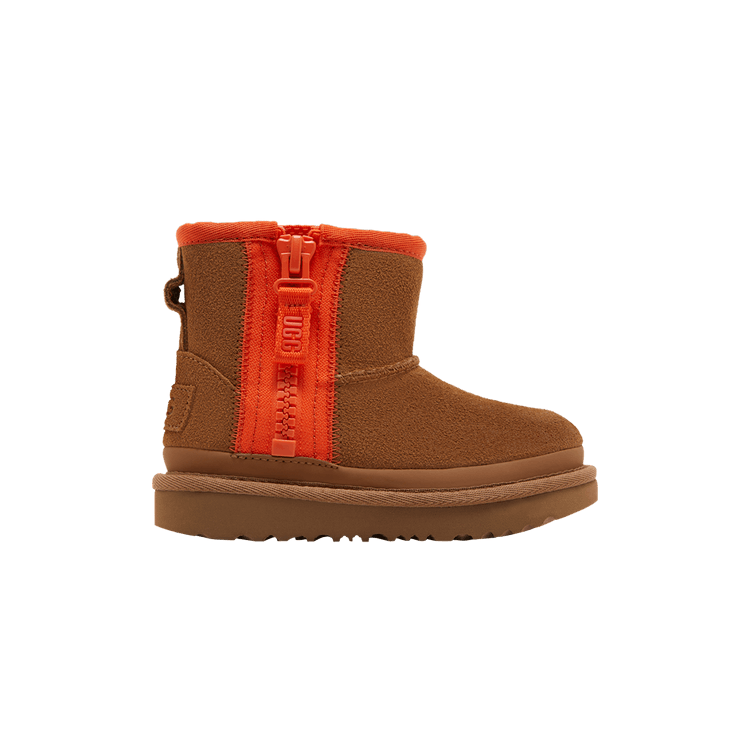 UGG Classic Mini Zipper Tape Logo Boot Toddler 'Chestnut' — Chestnut