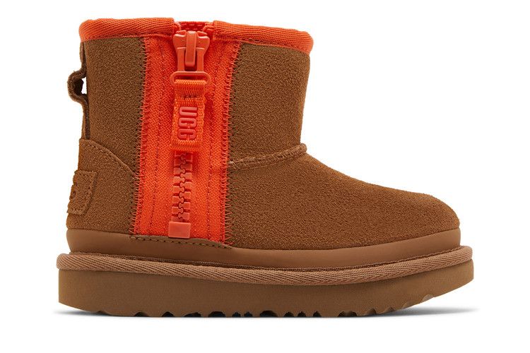 UGG Classic Mini Zipper Tape Logo Boot Toddler 'Chestnut' — Chestnut