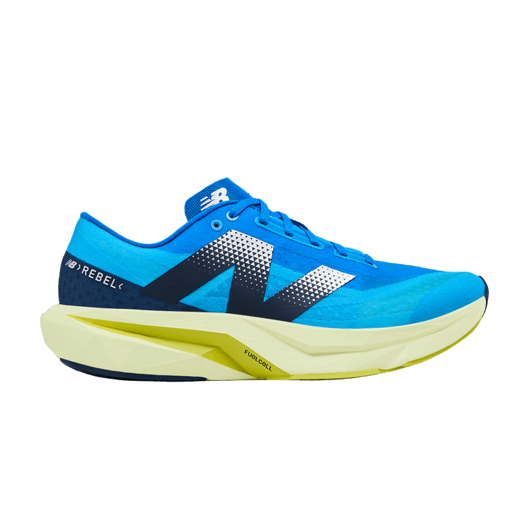New Balance FuelCell Rebel v4 2E Wide 'Spice Blue Limelight' — Spice Blue/Limelight/Blue Oasis