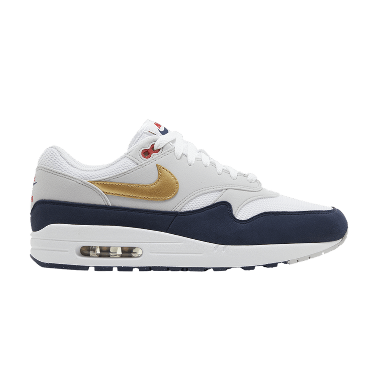 Nike Air Max 1 'Olympic' — Obsidian/White/Light Smoke Grey/Metallic Gold