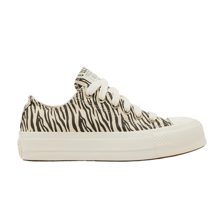 Converse Wmns Chuck Taylor All Star Lift Low 'Zebra Print' — Egret/Egret/Engine Smoke