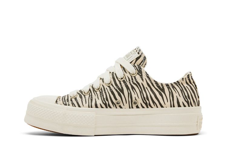 Converse Wmns Chuck Taylor All Star Lift Low 'Zebra Print' — Egret/Egret/Engine Smoke