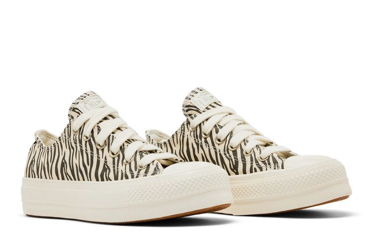 Converse Wmns Chuck Taylor All Star Lift Low 'Zebra Print' — Egret/Egret/Engine Smoke