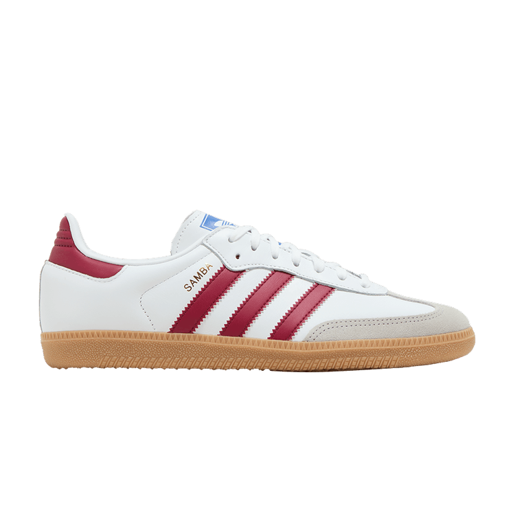adidas Samba OG J 'White Collegiate Burgundy Gum' — Cloud White/Collegiate Burgundy/Gum