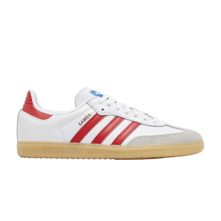 adidas Samba OG J 'White Collegiate Red Gum' — Cloud White/Collegiate Red/Gum