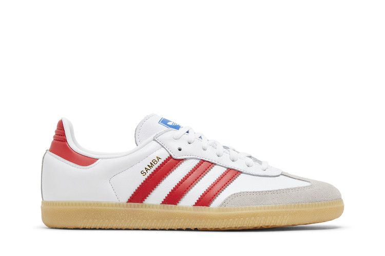 adidas Samba OG J 'White Collegiate Red Gum' — Cloud White/Collegiate Red/Gum
