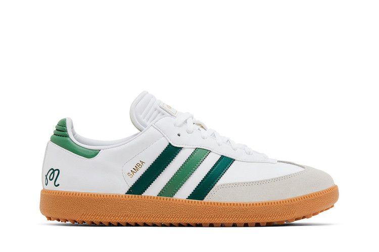 Malbon Golf x adidas Samba Spikeless Golf 'White Preloved Green' — White/Core Green/Preloved Green