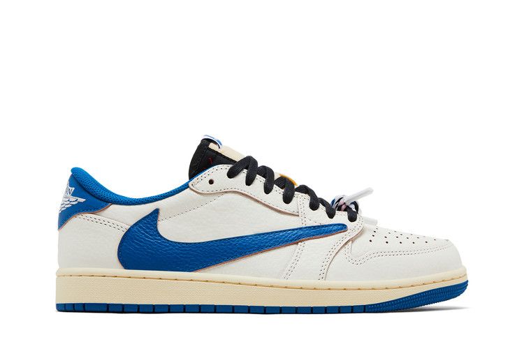 Fragment Design x Travis Scott x Air Jordan 1 Retro Low OG SP 'Sail Military Blue' — Sail/Black/Muslin/Military Blue