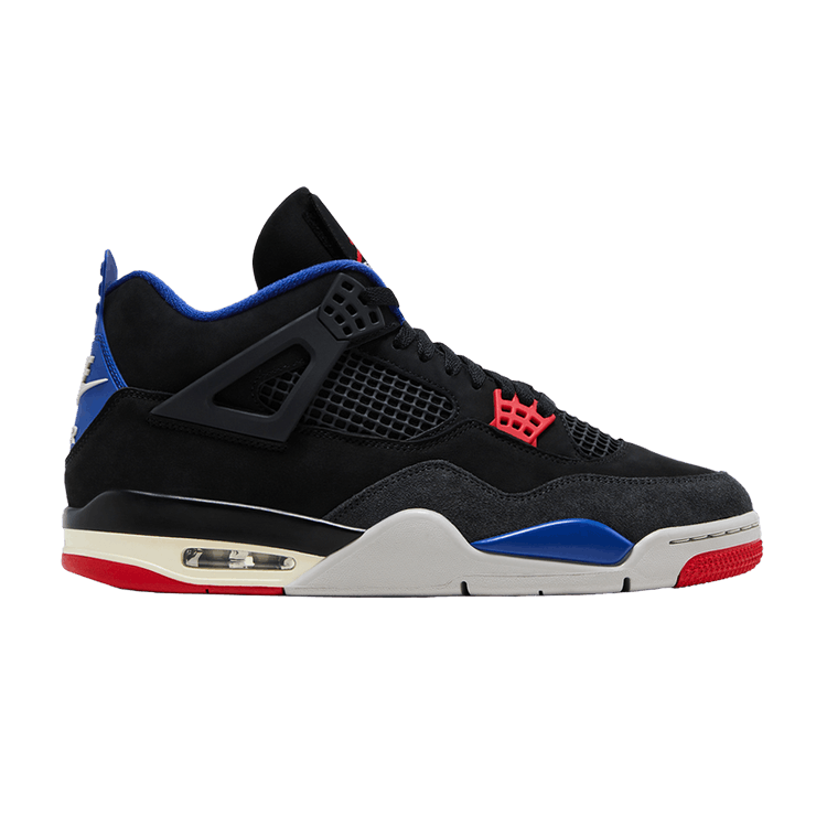 Air Jordan 4 Retro 'Rare Air - White Lettering' — Black/Fire Red/Deep Royal Blue/Dark Smoke Grey/Tech Grey