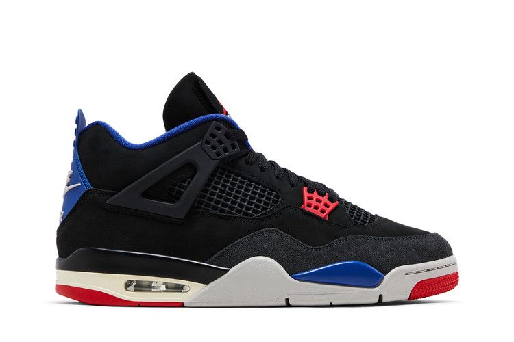 Air Jordan 4 Retro 'Rare Air - White Lettering' — Black/Fire Red/Deep Royal Blue/Dark Smoke Grey/Tech Grey