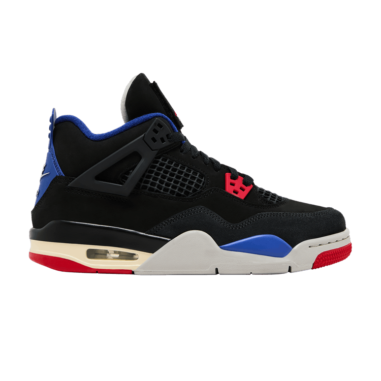 Air Jordan 4 Retro GS 'Rare Air' — Black/Fire Red/Deep Royal Blue/Dark Smoke Grey/Tech Grey