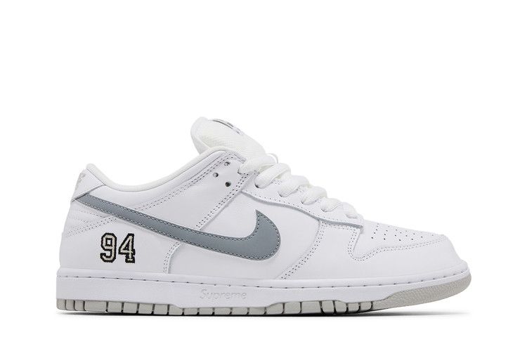 Supreme x Nike Dunk Low SB 'White Metallic Silver' — White/Metallic Silver/White (2)