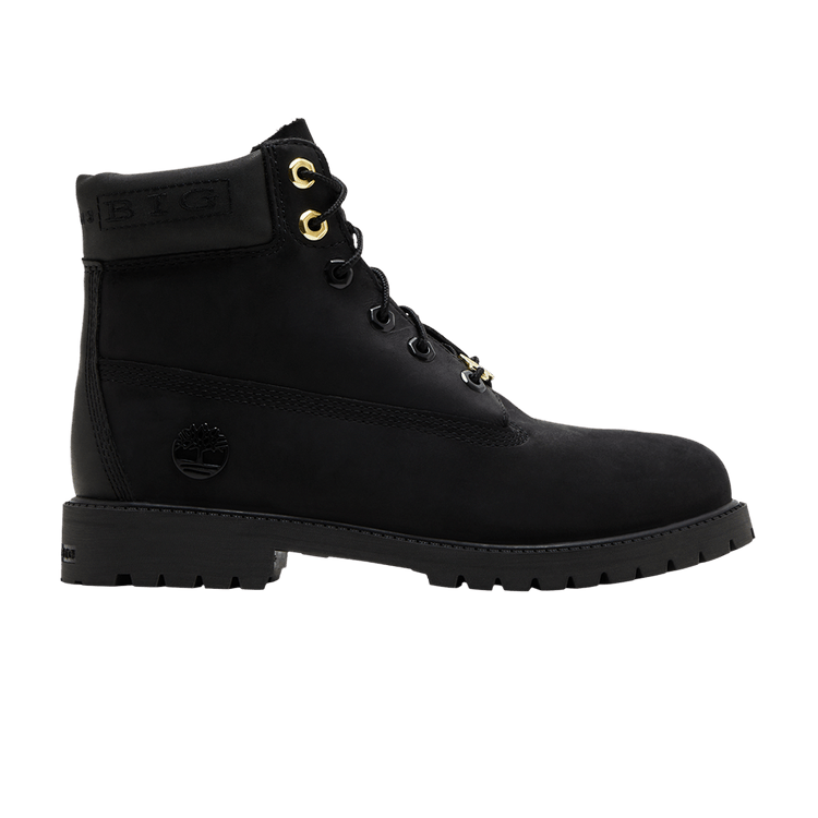 The Notorious B.I.G. x Timberland 6 Inch Premium Boot Youth 'Christopher Wallace Collection - Black' — Black/Gold
