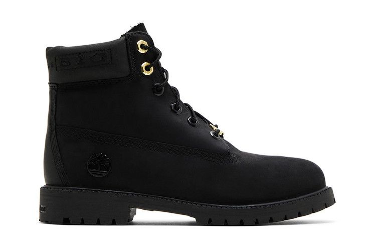 The Notorious B.I.G. x Timberland 6 Inch Premium Boot Youth 'Christopher Wallace Collection - Black' — Black/Gold