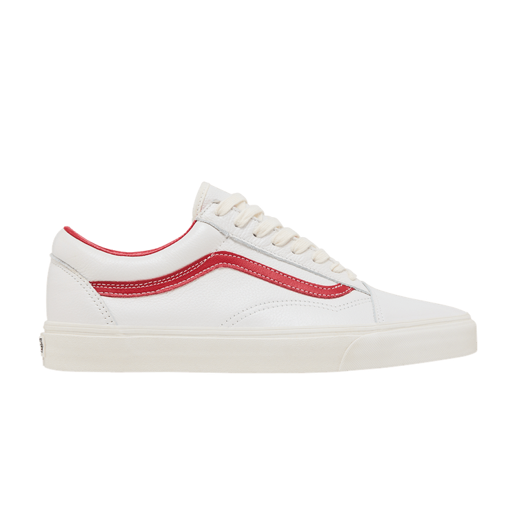 Vans Old Skool 'Vintage Leather - Blanc De Blanc Red' — Blanc De Blanc/Multi
