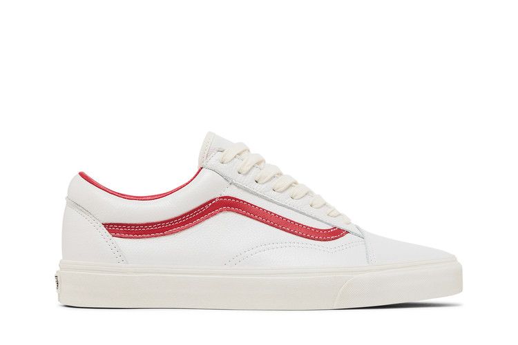 Vans Old Skool 'Vintage Leather - Blanc De Blanc Red' — Blanc De Blanc/Multi