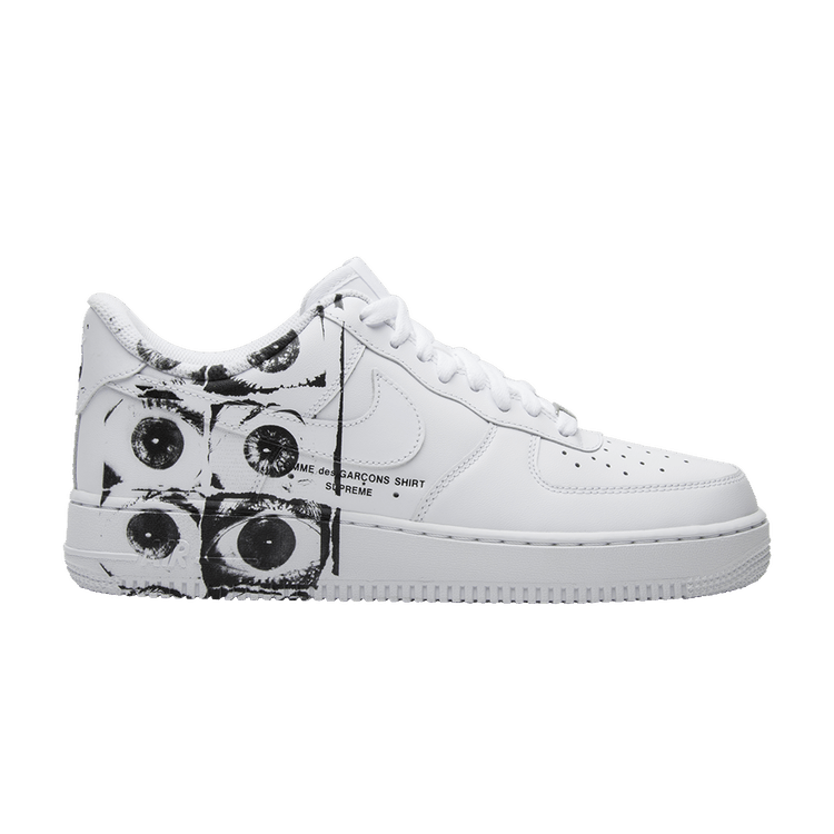 Supreme x Comme des Garçons SHIRT x Nike Air Force 1 Low 'Eyes' — White/White/White