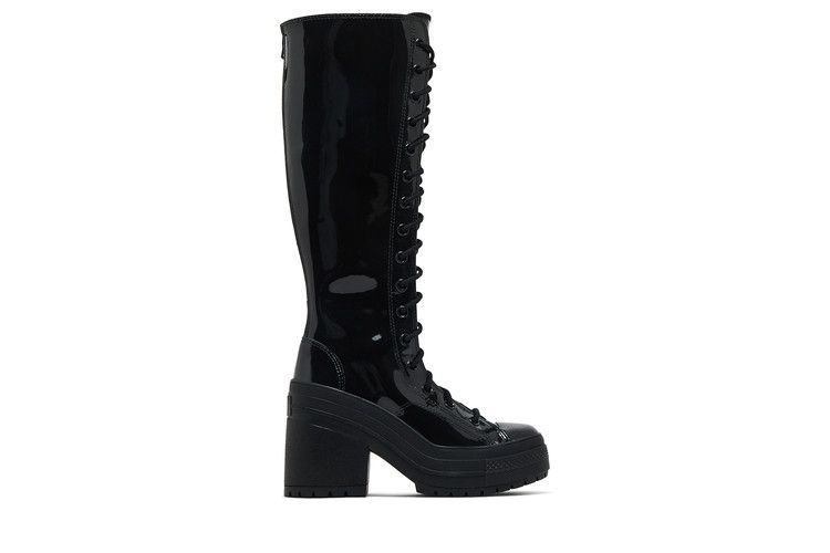 Converse Wmns Chuck 70 De Luxe Heel XX Platform High 'Triple Black Patent' — Black/Black/Black