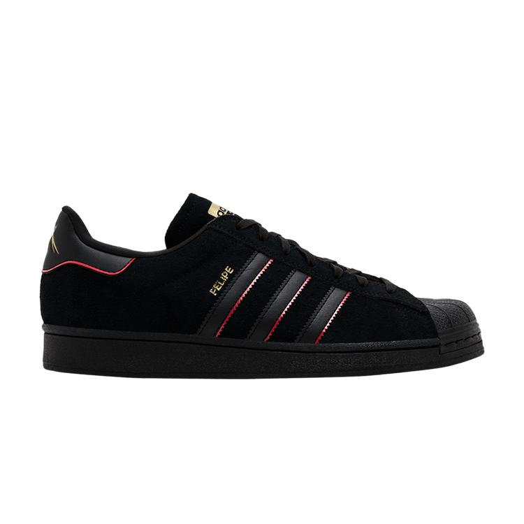 Felipe Gustavo x adidas Superstar ADV 'Black Scarlet' — Core Black/Better Scarlet/Gold Metallic