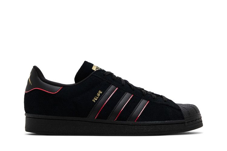 Felipe Gustavo x adidas Superstar ADV 'Black Scarlet' — Core Black/Better Scarlet/Gold Metallic