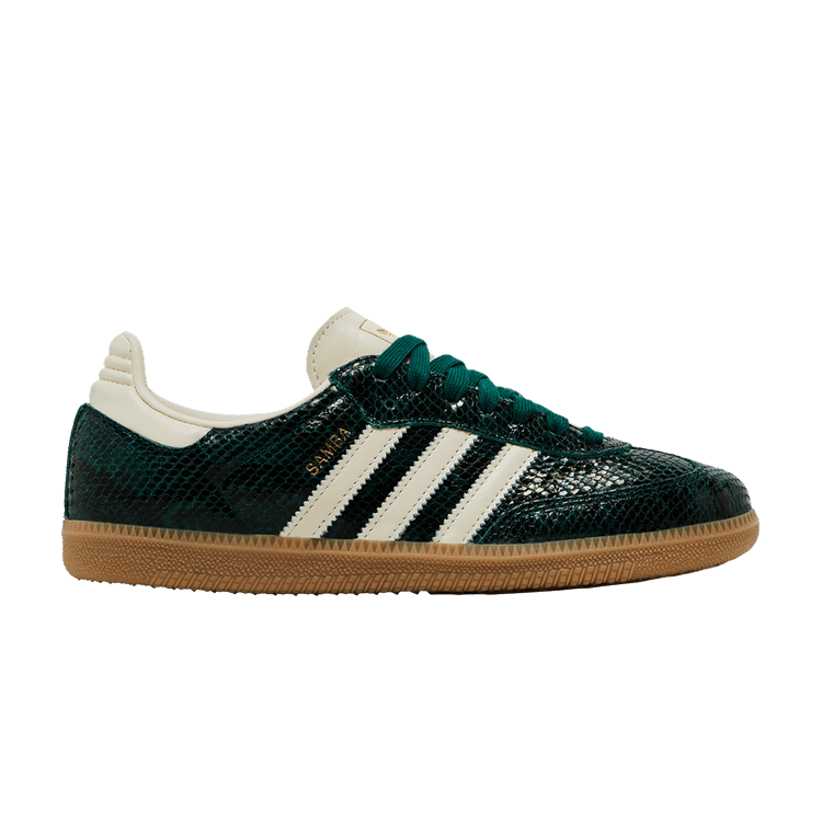 adidas Women's Samba OG 'Snakeskin Pack - Collegiate Green' — Cream White/Cream White/Collegiate Green