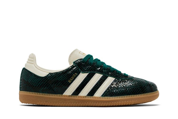 adidas Women's Samba OG 'Snakeskin Pack - Collegiate Green' — Cream White/Cream White/Collegiate Green