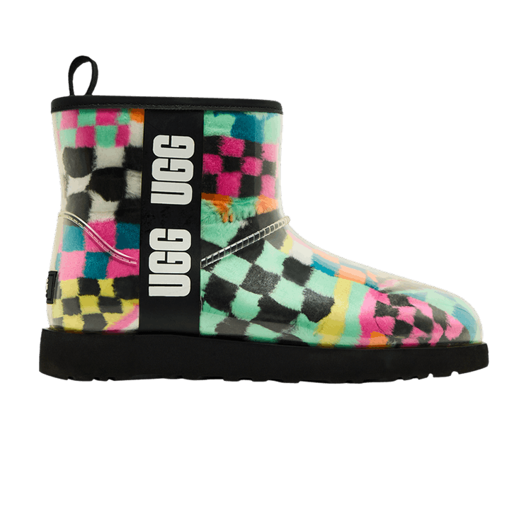 UGG Wmns Classic Clear Mini Boot 'Black Multi-Color Checkerboard' — Black/Multi