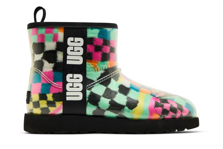 UGG Wmns Classic Clear Mini Boot 'Black Multi-Color Checkerboard' — Black/Multi