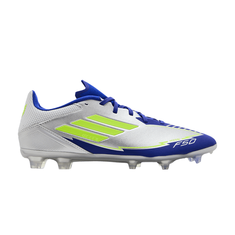 adidas Messi Adizero F50 League FG MG 'La Vida Rapida Pack' — Silver Metallic/Solar Yellow/Lucid Blue