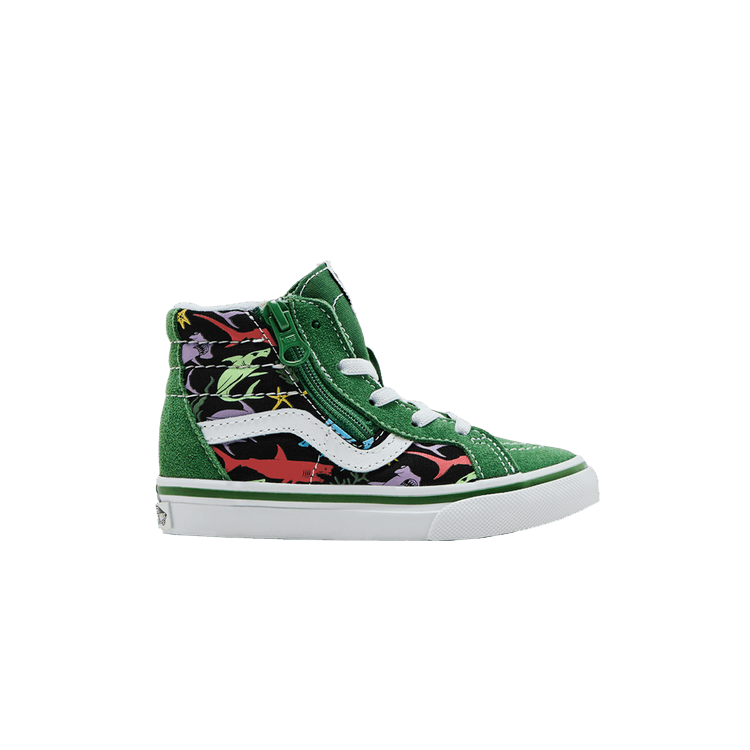 Vans Sk8-Hi Reissue Side Zip Toddler 'Sharks' — Green/Multi