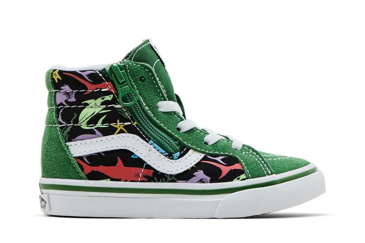 Vans Sk8-Hi Reissue Side Zip Toddler 'Sharks' — Green/Multi
