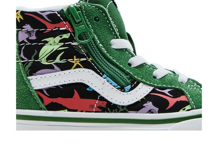 Vans Sk8-Hi Reissue Side Zip Toddler 'Sharks' — Green/Multi