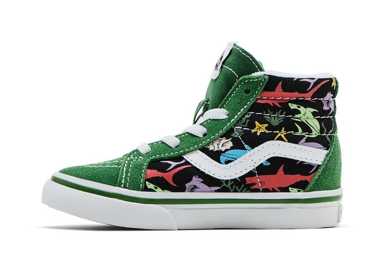 Vans Sk8-Hi Reissue Side Zip Toddler 'Sharks' — Green/Multi