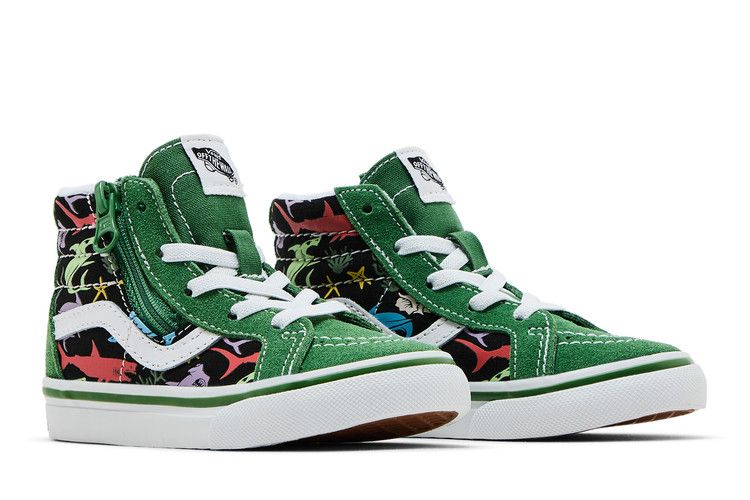 Vans Sk8-Hi Reissue Side Zip Toddler 'Sharks' — Green/Multi